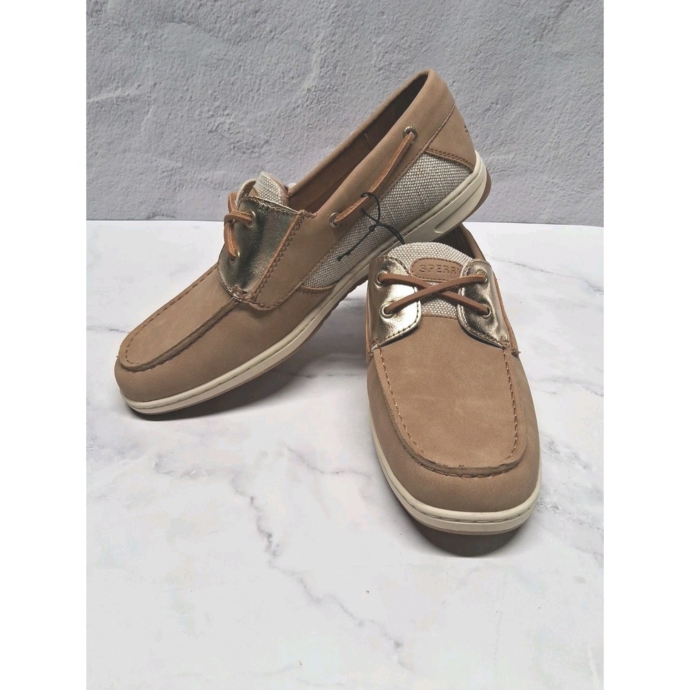 Sperry Women's Memory Foam Leather Whalefish Shoes w/ Gold Accent Size 9.5